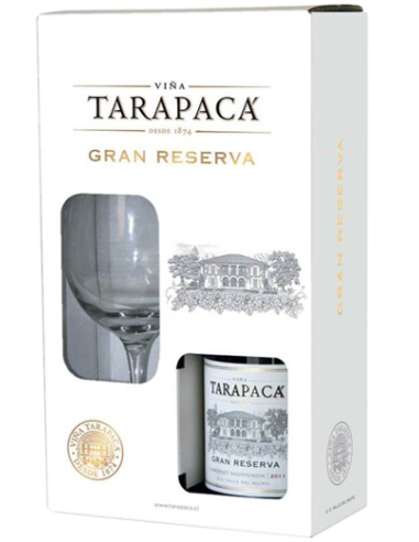 Caja Gran Reserva Tarapacá Carmenére + Copa Viña Tarapacá 